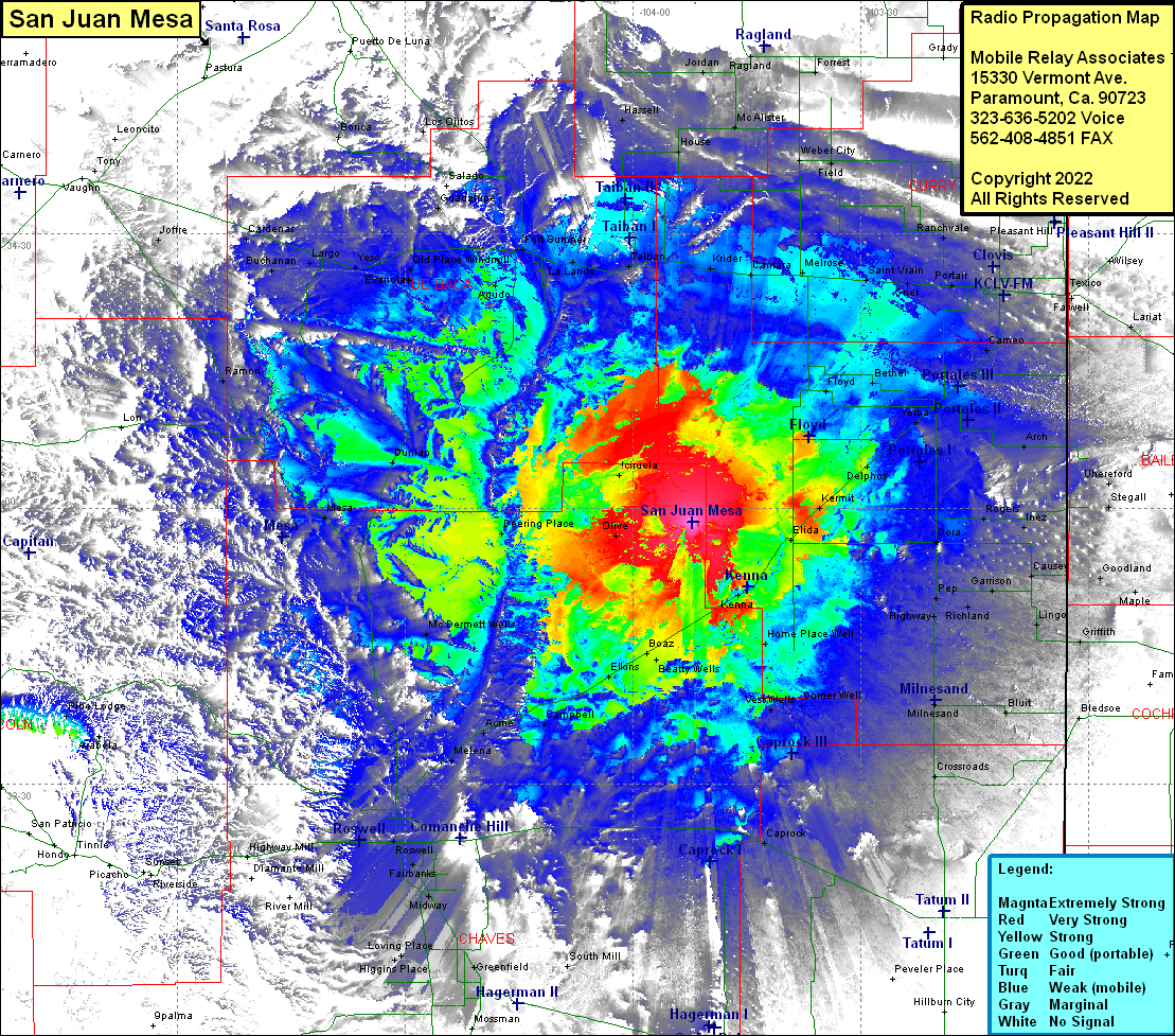 heat map radio coverage San Juan Mesa